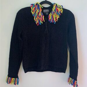Berek Wearable Art Yarn Collar Tassel Whimsical Cardigan